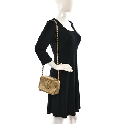 Chanel Metallic Lambskin Quilted Tassel Camera Case Gold 2 of 18