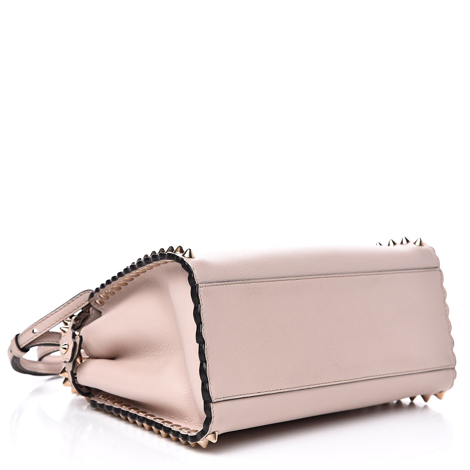 Fendi Vitello Seta Shiny Nappa Scalloped Studded Mini Peekaboo Iconic Satchel Soap 4 of 10