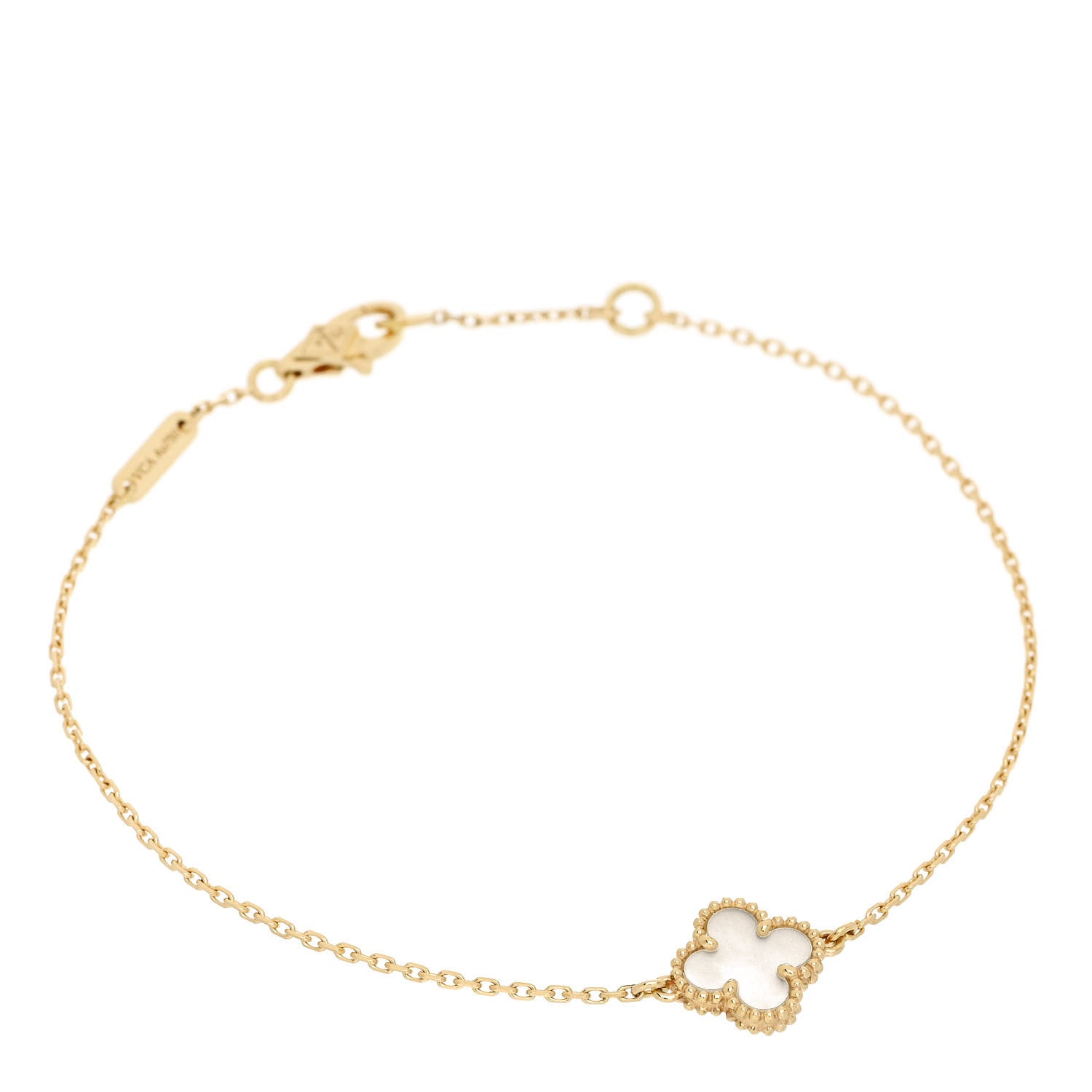 Van Cleef & Arpels 18K Yellow Gold Mother of Pearl Sweet Alhambra Bracelet 1 of 5
