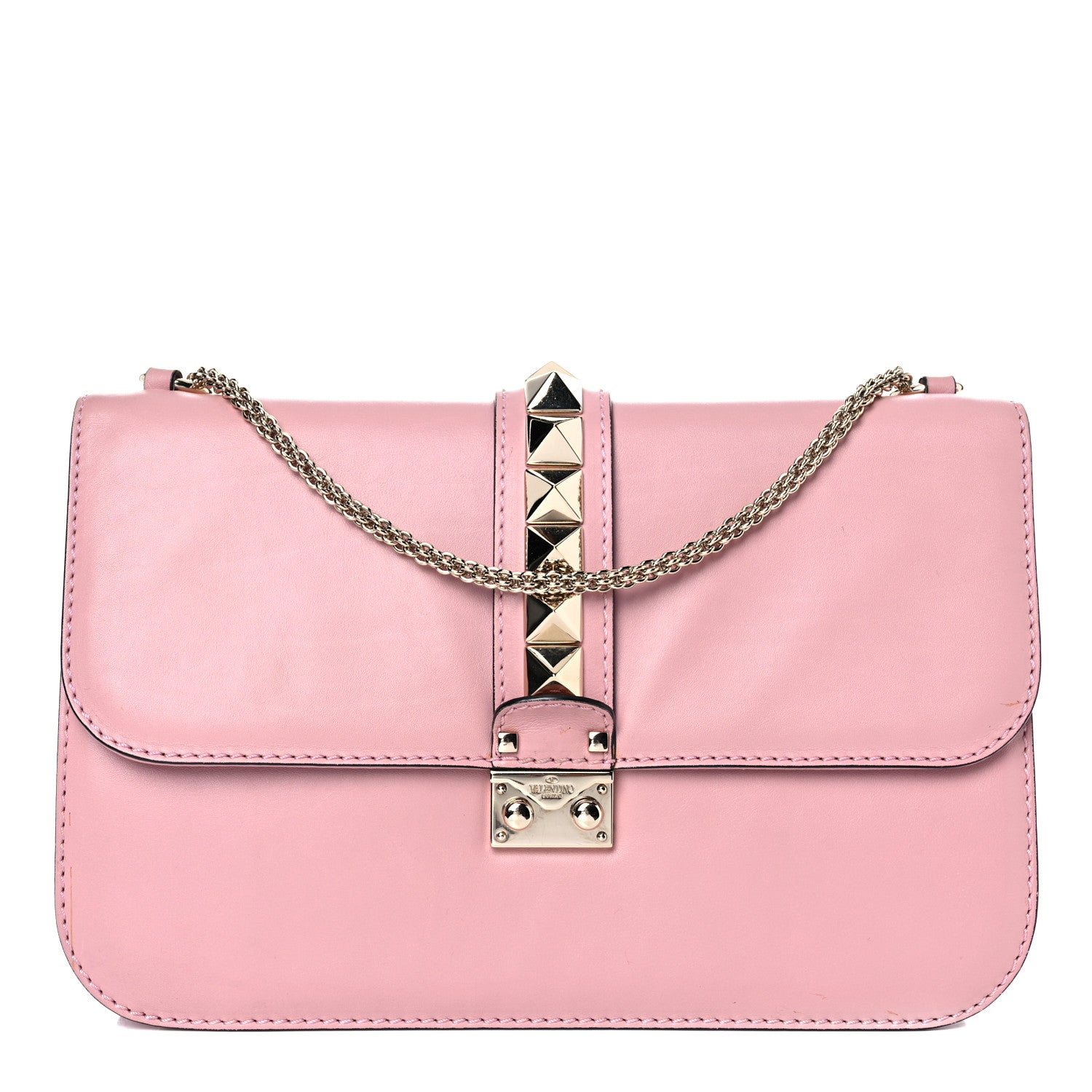 Valentino Garavani Vitello Large Glam Lock Rockstud Flap Pop Gardenia 1 of 16