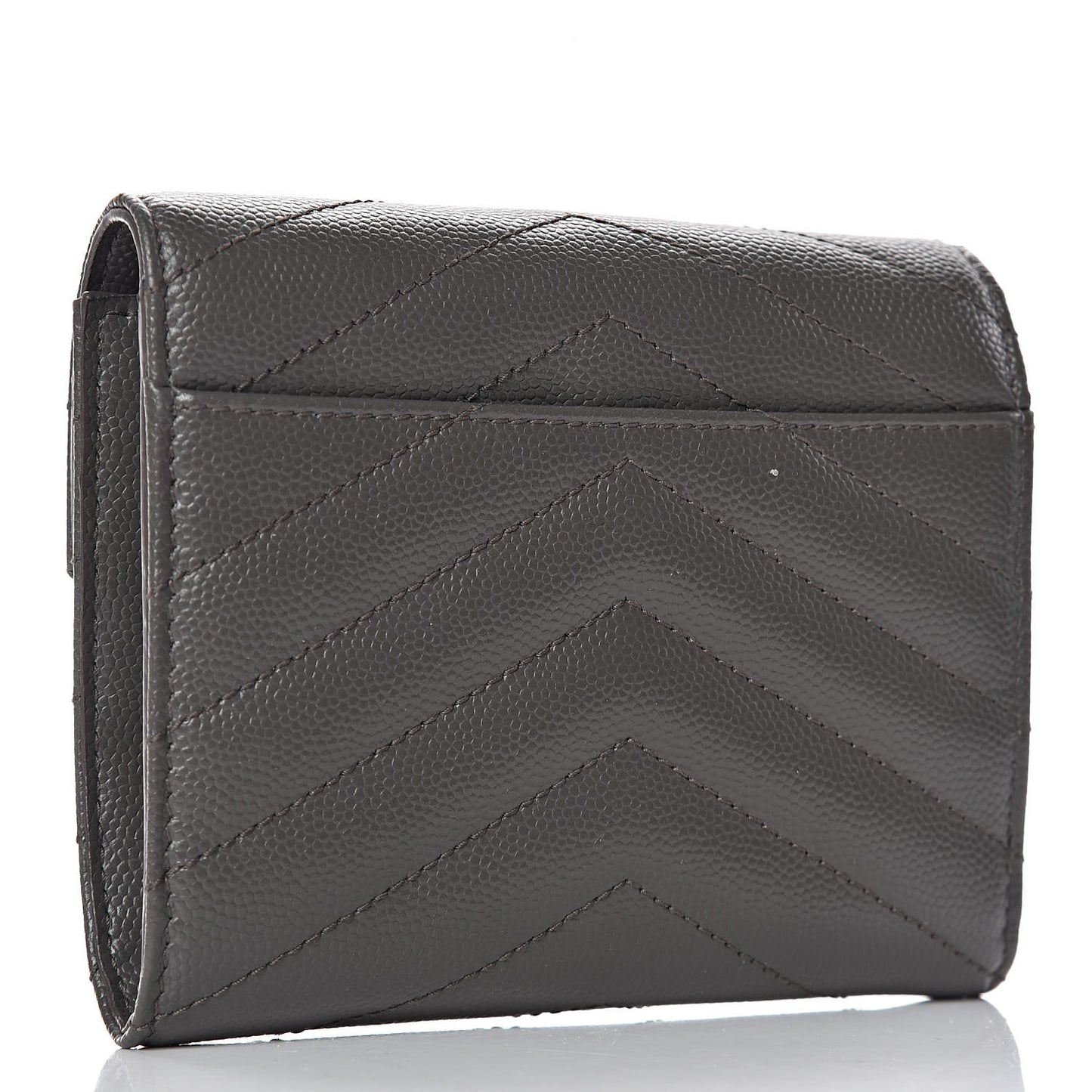 Grain De Poudre Matelasse Chevron Monogram Compact Tri Fold Wallet Earth