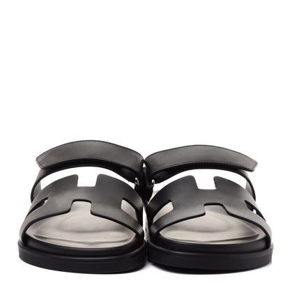 Hermes Calfskin Womens Chypre Sandals 35 Black 2 of 9