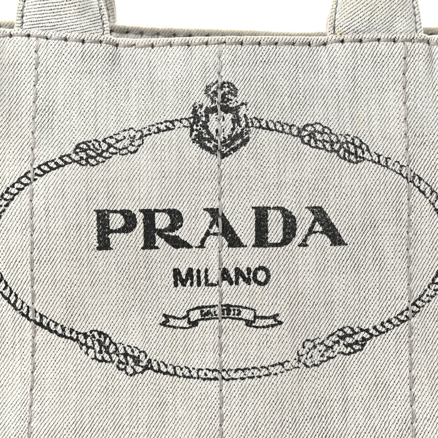 Prada Denim Small Logo Tote Bianco 8 of 13