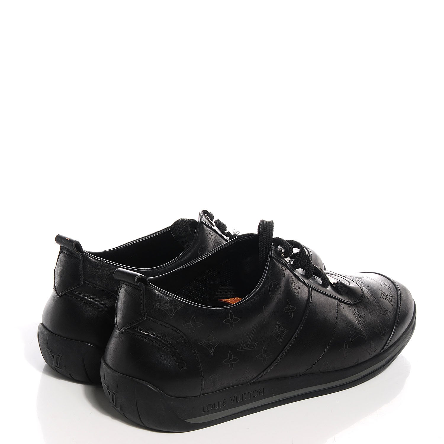 Louis Vuitton Calfskin Embossed Monogram Sneakers 9 Black 4 of 9