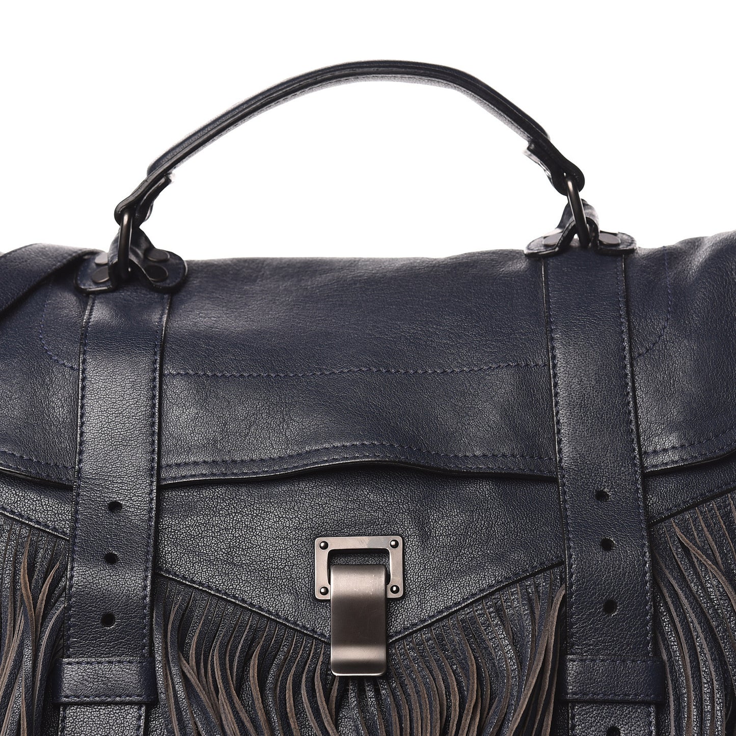 Lambskin Fringe Medium PS1 Satchel Midnight