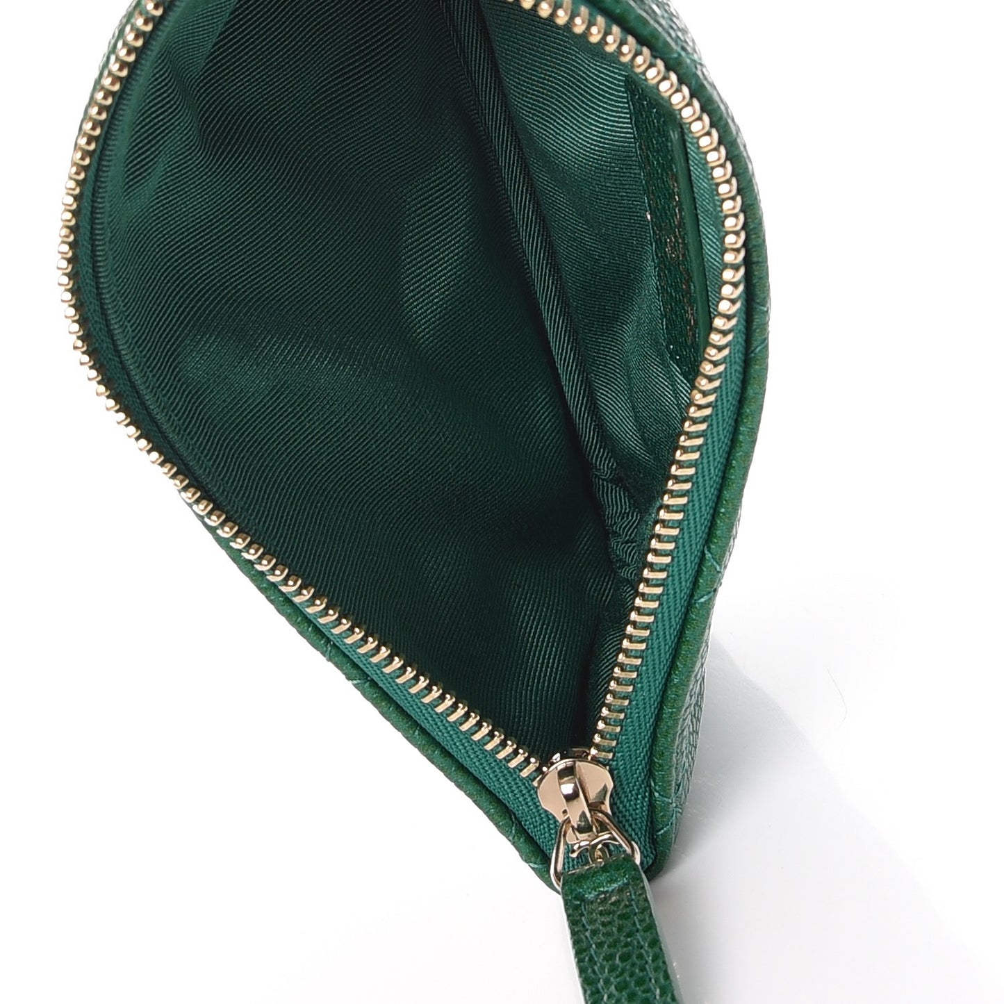 Caviar Quilted Small Cosmetic Case Green