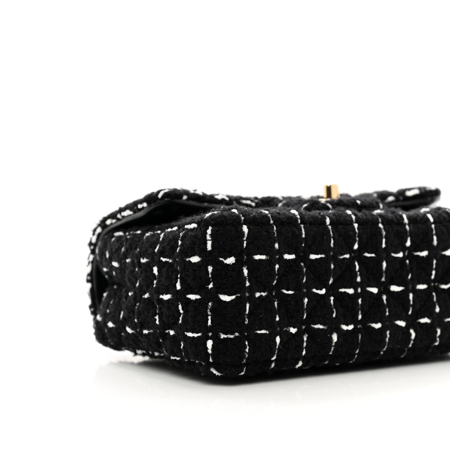 Chanel Wool Tweed Quilted Mini Rectangular Flap Black White 9 of 11