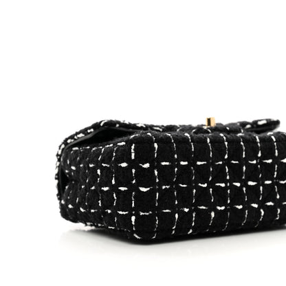 Chanel Wool Tweed Quilted Mini Rectangular Flap Black White 9 of 11
