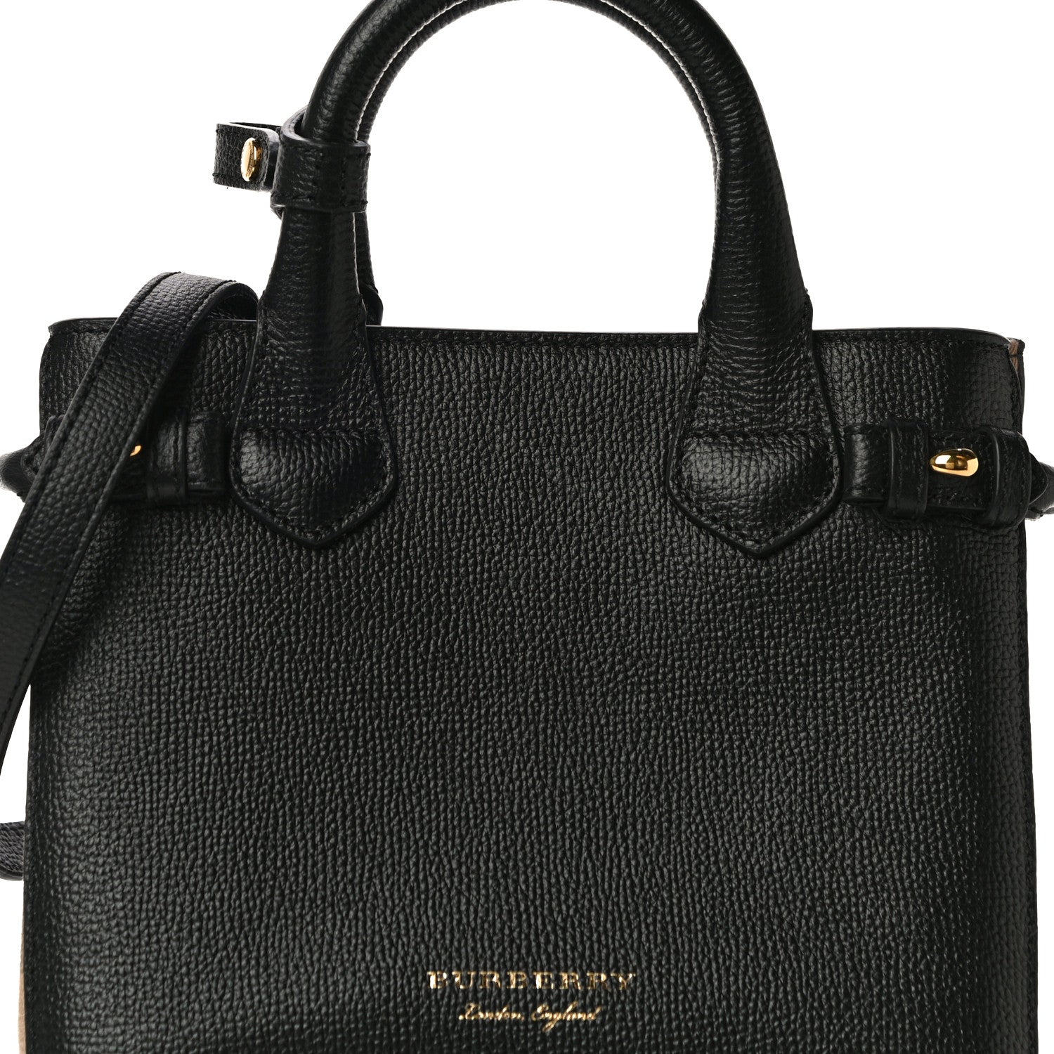 Burberry Derby Calfskin House Check Baby Banner Tote Black 7 of 10