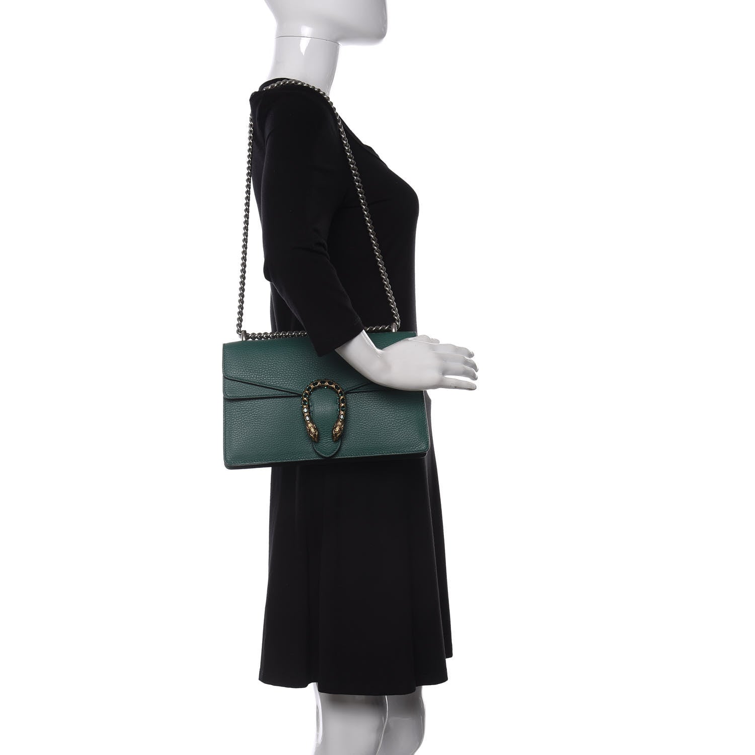 Gucci Pebbled Calfskin Small Dionysus Shoulder Bag Emerald 2 of 10