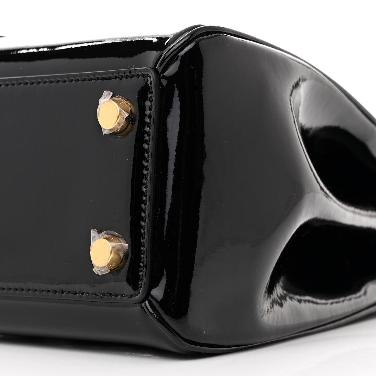 Patent Calfskin Small 16 Top Handle Bag Black