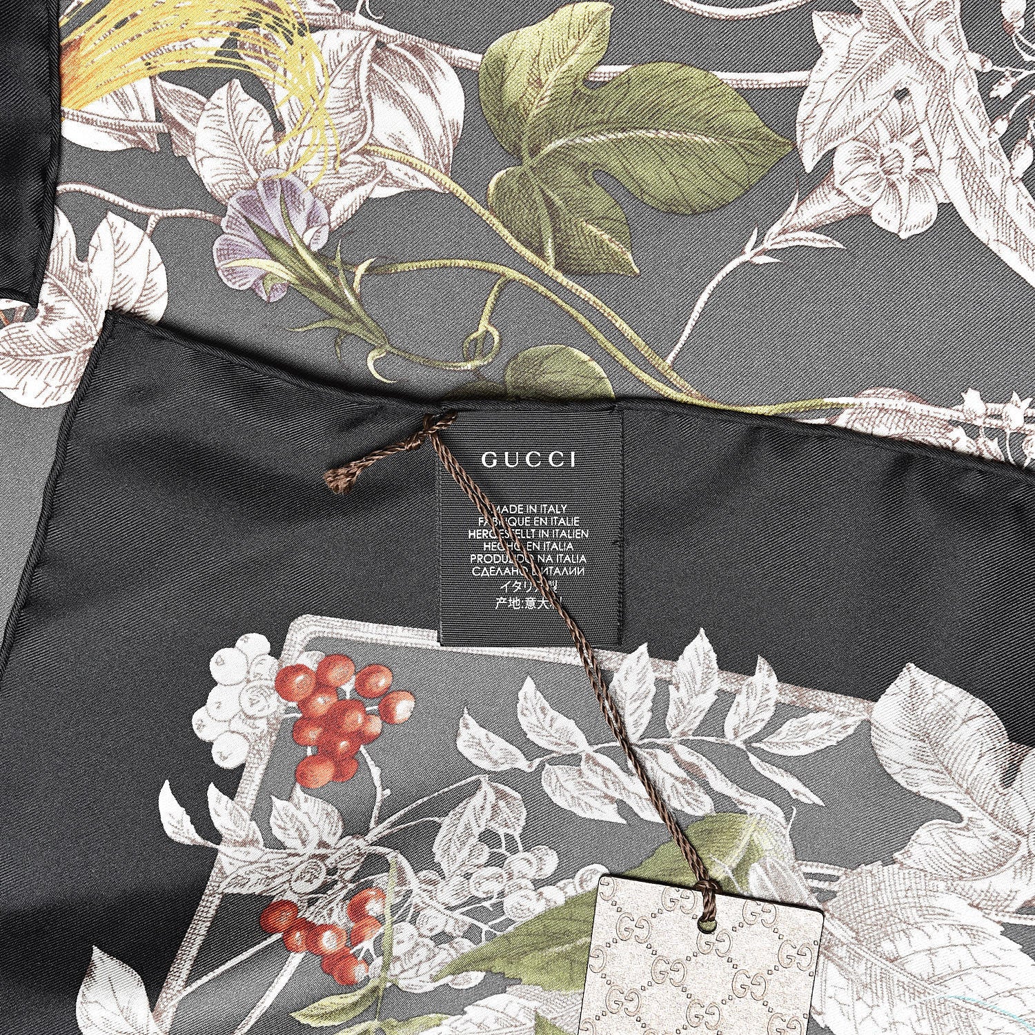 Gucci Silk Twill Wondergardenia Square Scarf Anthracite 4 of 4