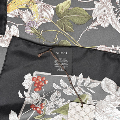 Gucci Silk Twill Wondergardenia Square Scarf Anthracite 4 of 4