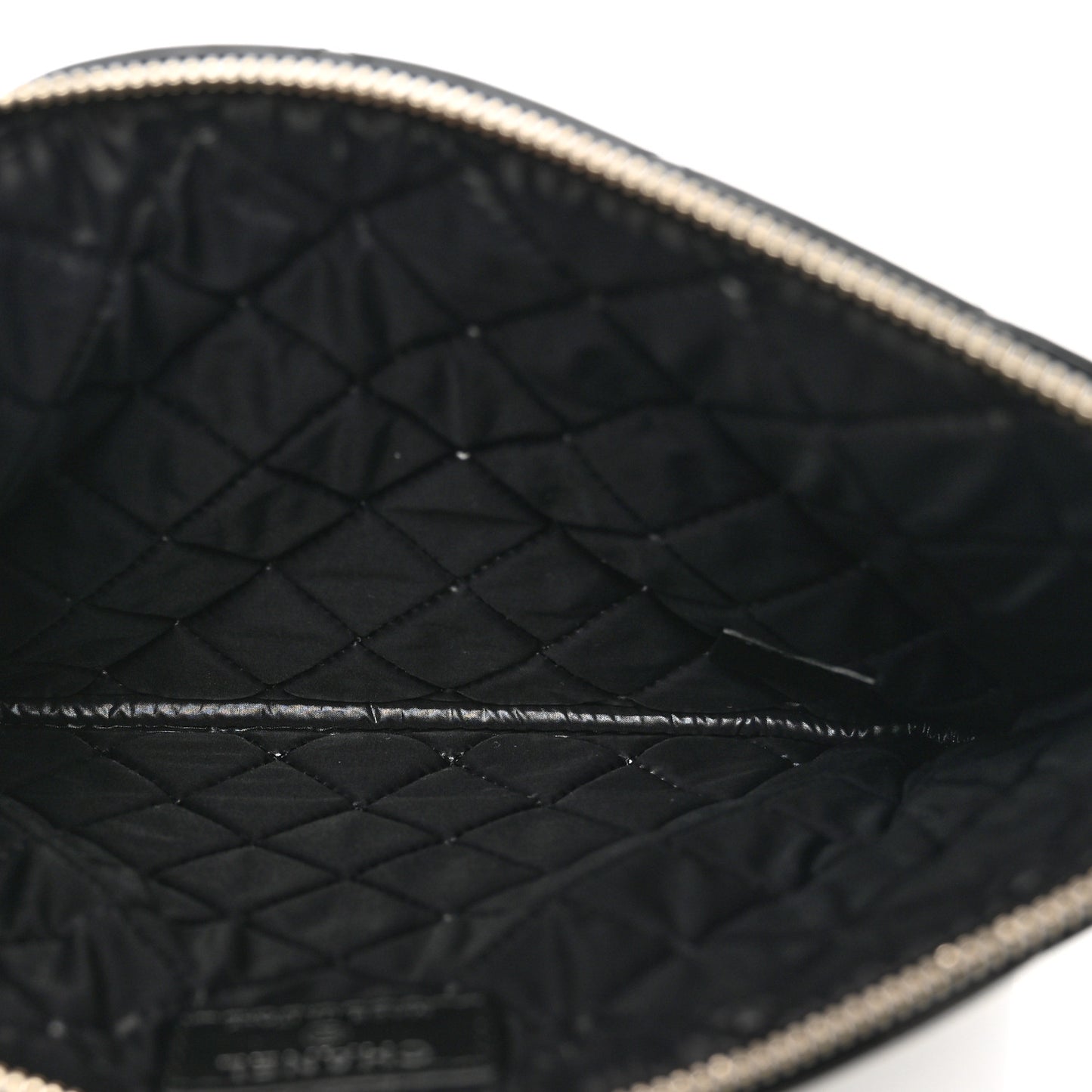 Patent Calfskin Quilted Medium Cosmetic Case Black