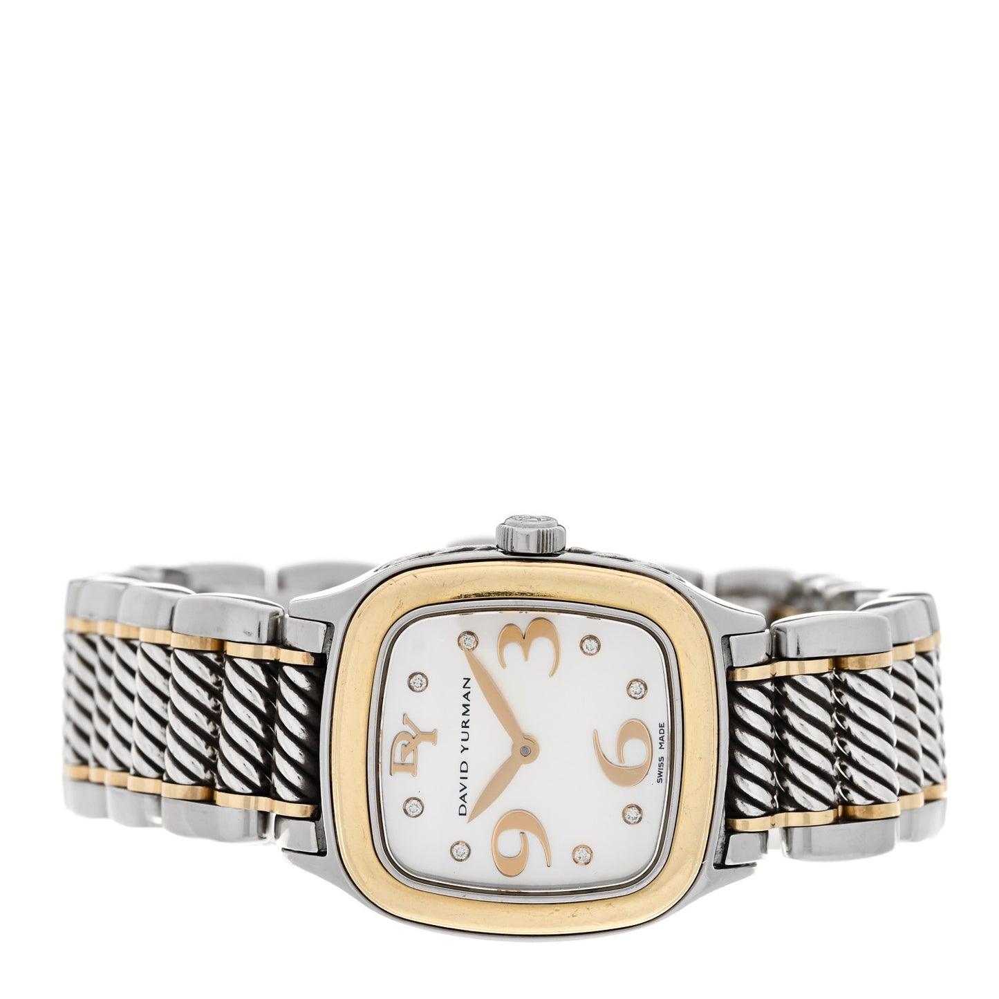 Stainless Steel 18K Yellow Gold Diamond Mother of Pearl 25mm Thoroughbred Quartz Watch