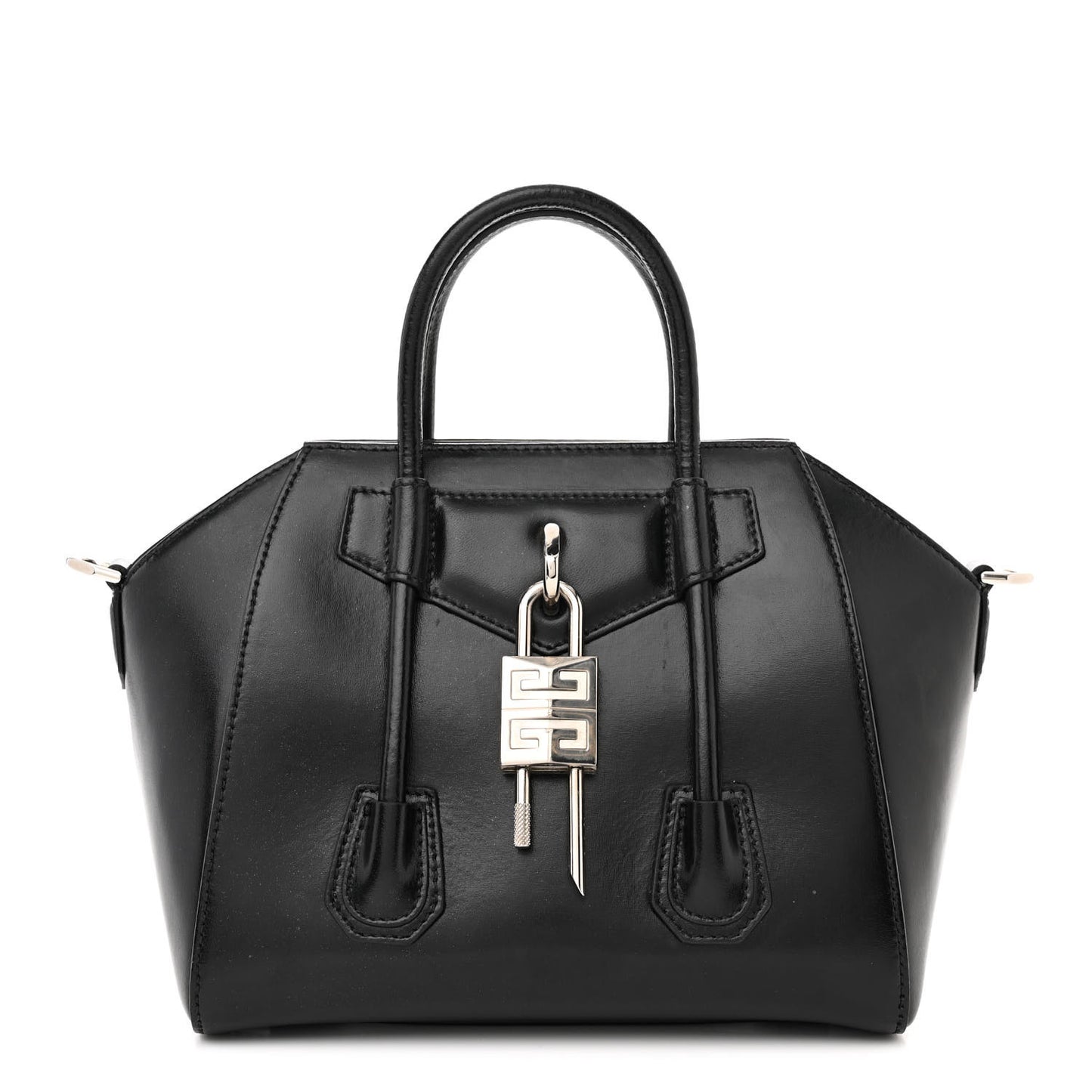 Box Calfskin Mini Lock Antigona Shoulder Bag Black