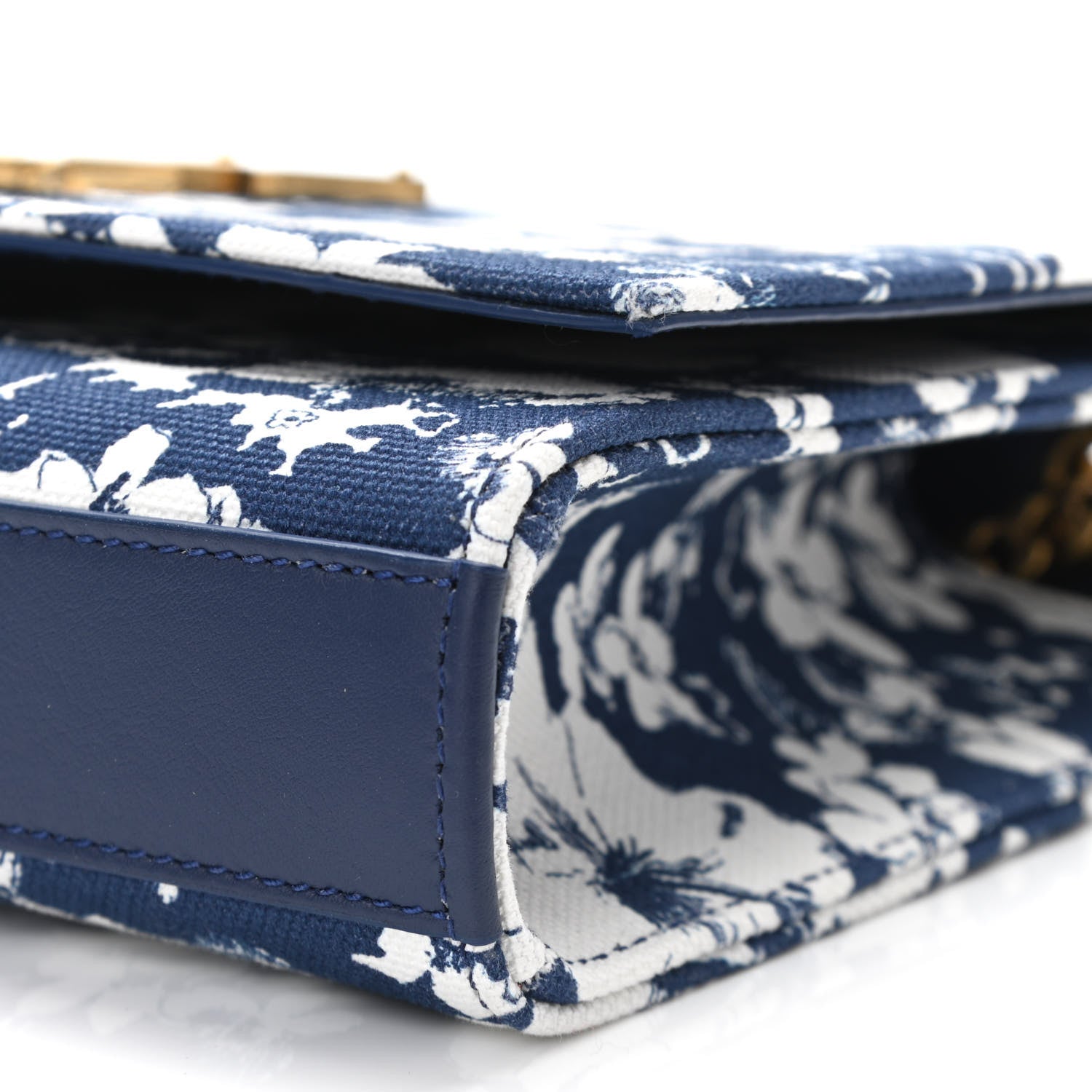Saint Laurent Canvas Small Monogram Hibiscus Print Kate Satchel Blue 9 of 10