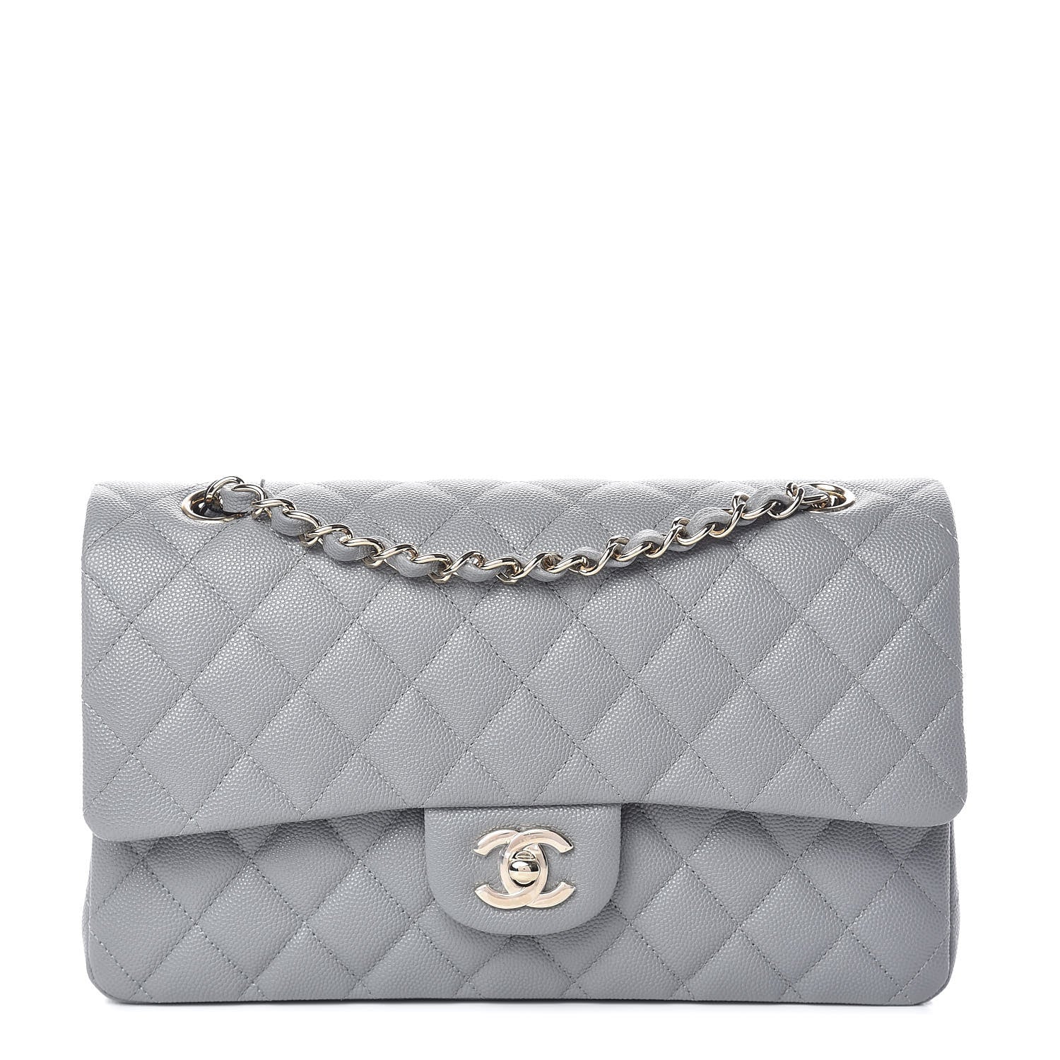 Chanel Caviar Quilted Medium Double Flap Grey 1 of 10