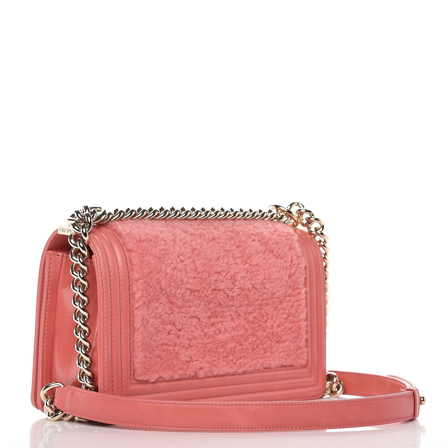 Shearling Sheepskin Medium Boy Flap Pink