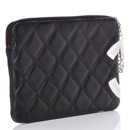 Chanel Calfskin Quilted Cambon Cosmetic Pouch Black White 3 of 12