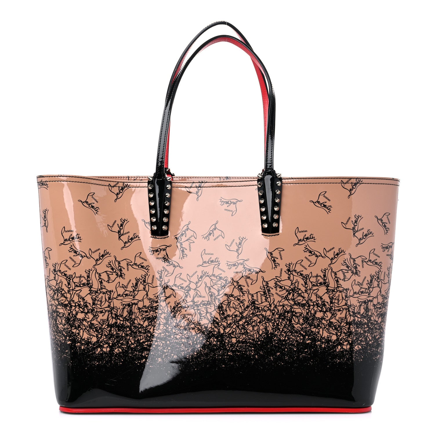 Christian Louboutin Patent Degraloubi Printed East West Cabata Tote Black Nude 1 of 11