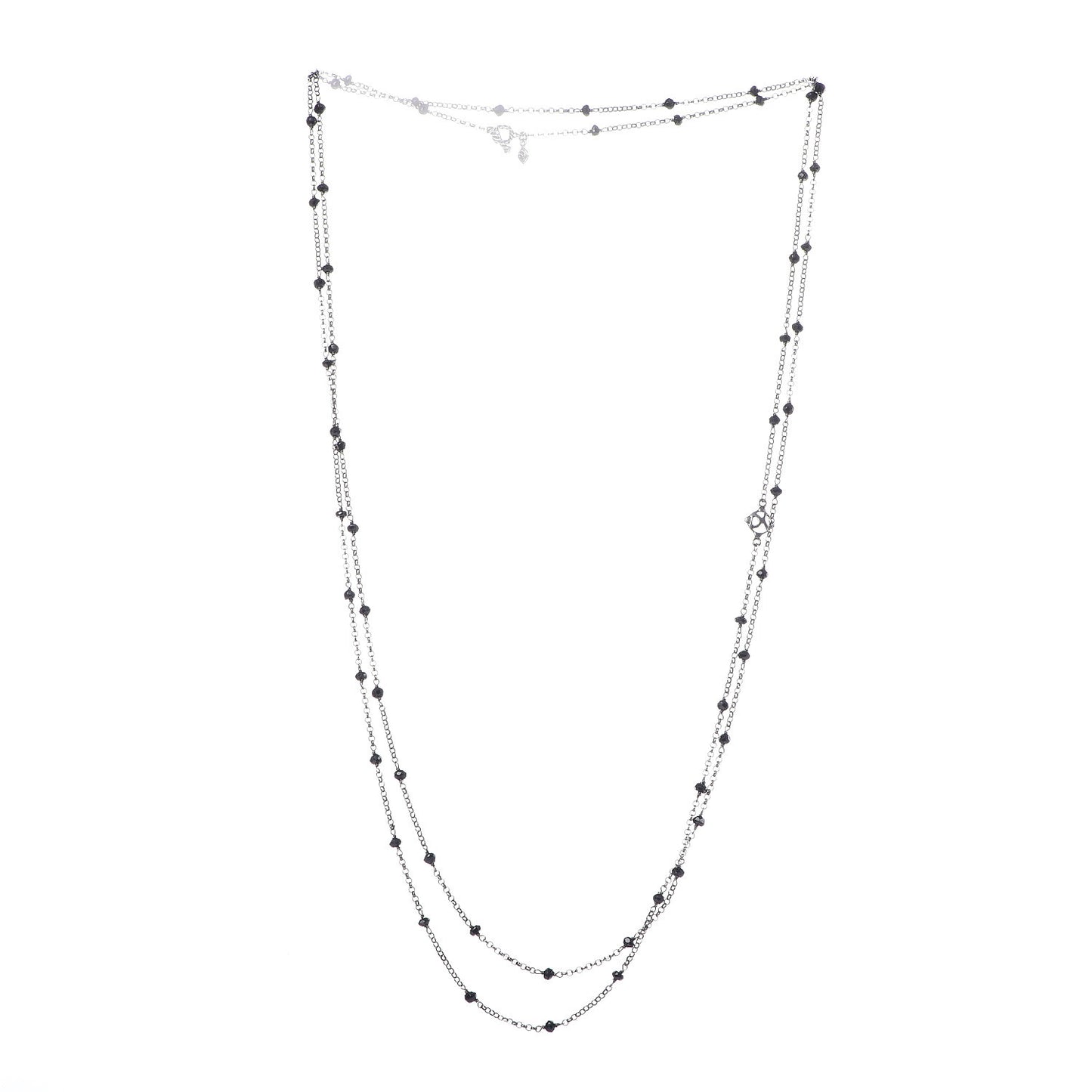 Sterling Silver Black Onyx Station Chain Necklace