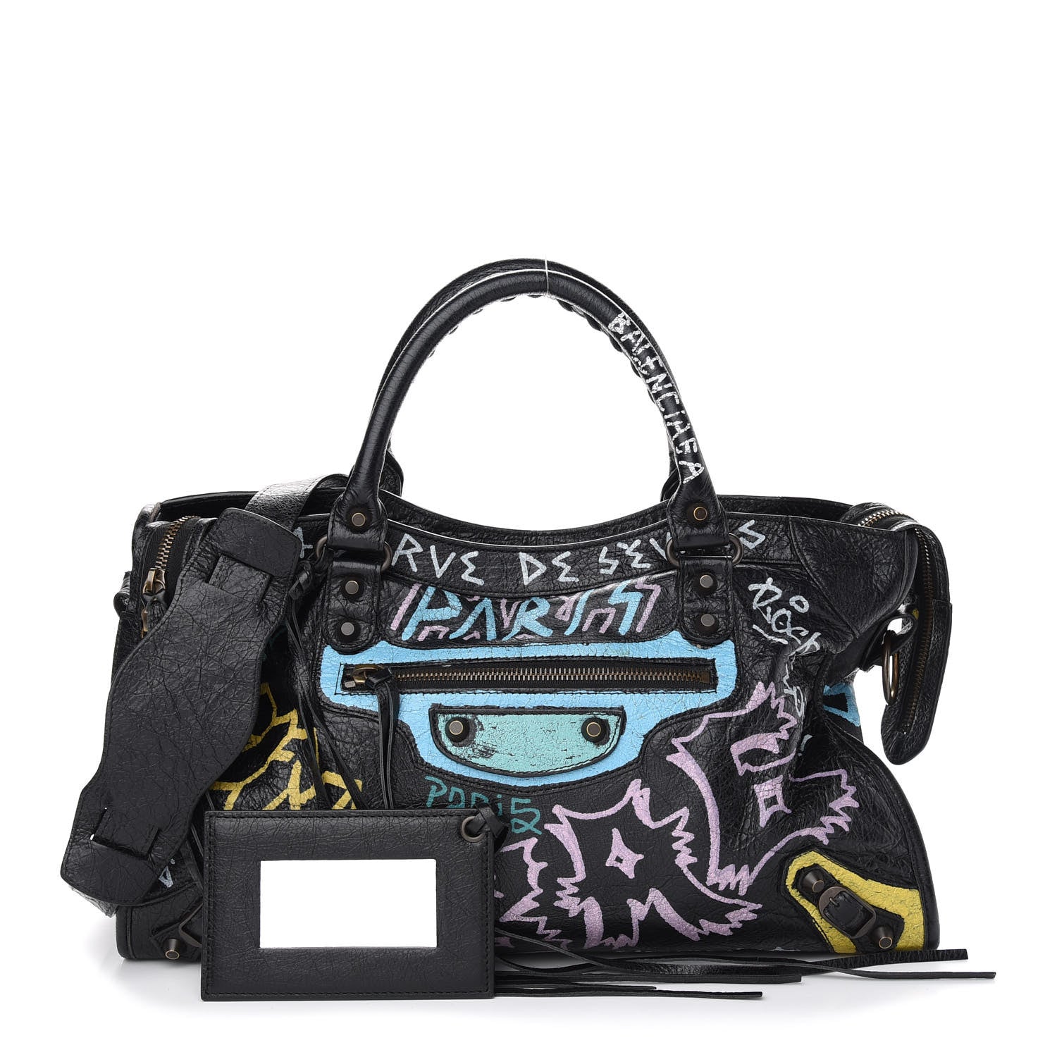 Balenciaga Agneau Graffiti All Over Classic Hardware City Black Multicolor 1 of 8