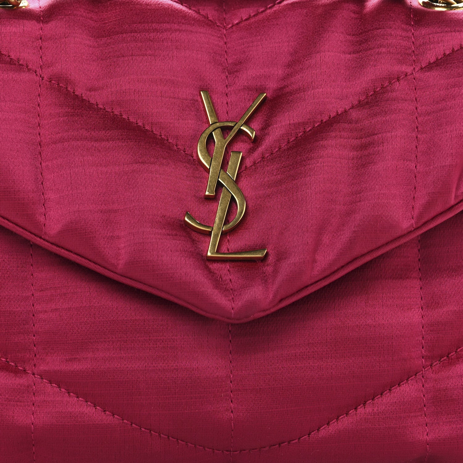 Saint Laurent Satin Quilted Toy Loulou Puffer Monogram Chain Satchel Guava Pink 7 of 10
