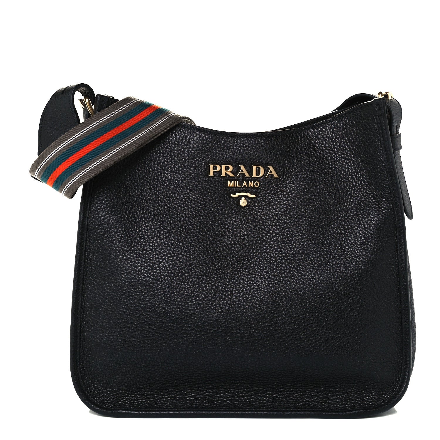 Prada Vitello Daino Hobo Messenger Bag Black 1 of 11