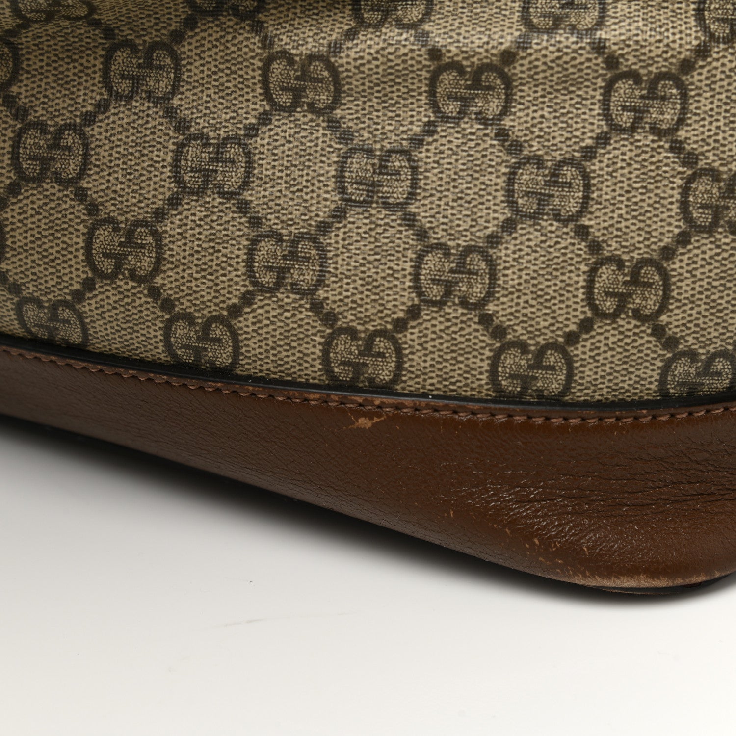 Gucci GG Supreme Monogram Azalea Calfskin Horsebit 1955 Duffle Bag Beige Ebony Brown Sugar 16 of 17