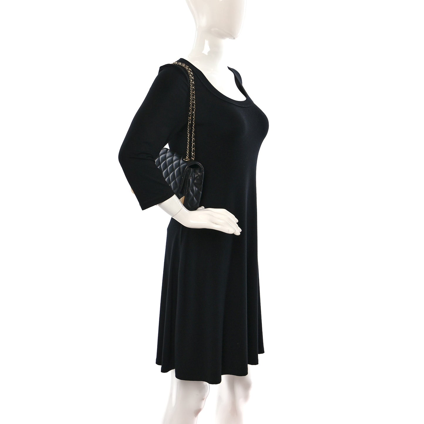 Calfskin Quilted Rock The Corner Flap Black