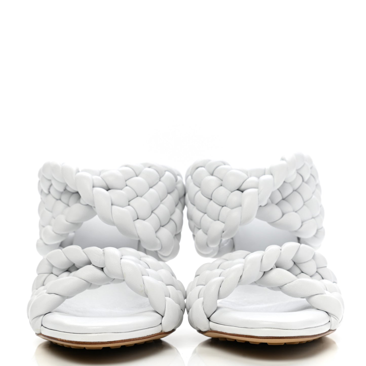 Nappa Twisted Padded Intrecciato Curve Slide Sandals 37.5 Optic White