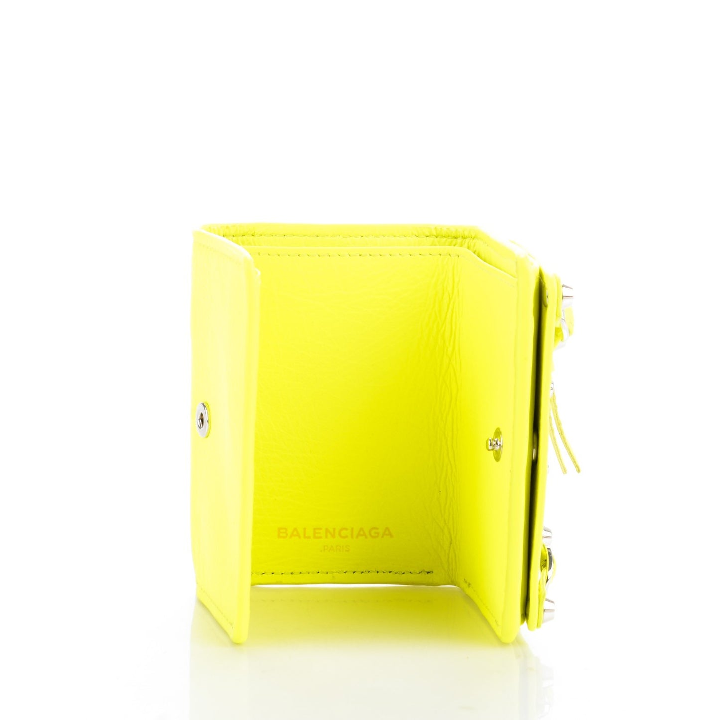 Agneau Arena Classic Hardware Mini Wallet Jaune Fluo
