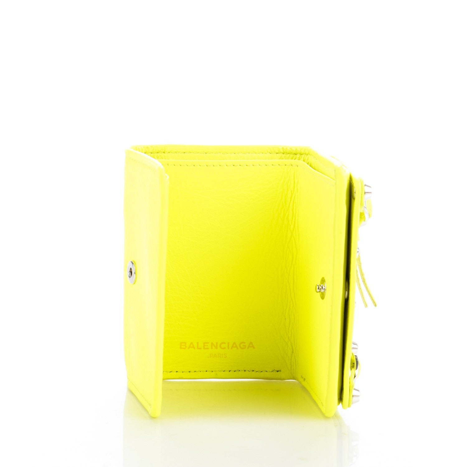 Balenciaga Agneau Arena Classic Hardware Mini Wallet Jaune Fluo 6 of 8