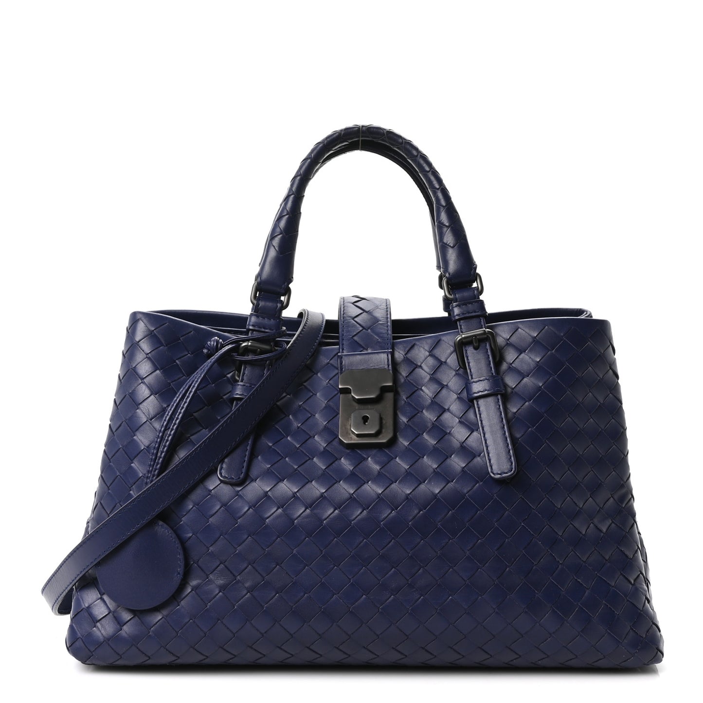 Nappa Intrecciato Small Roma Tote Dark Blue