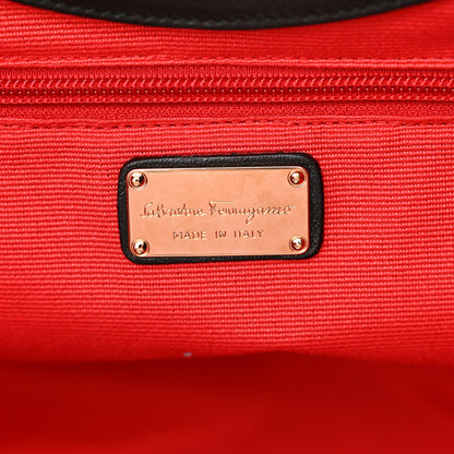 Salvatore Ferragamo Straw Maia Gancini Rascello Tote Black 5 of 8