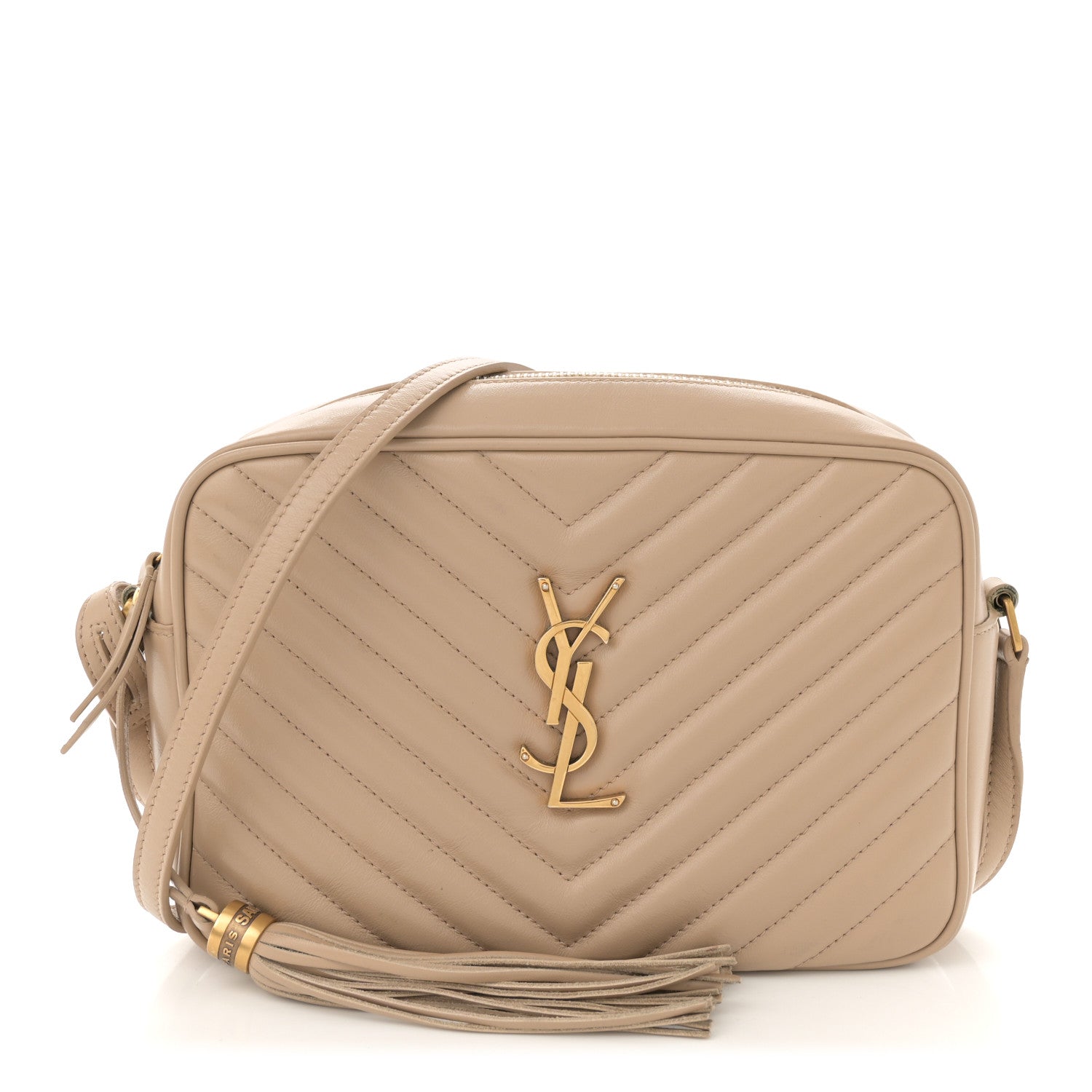 Saint Laurent Calfskin Matelasse Monogram Lou Camera Bag Dark Beige 1 of 14