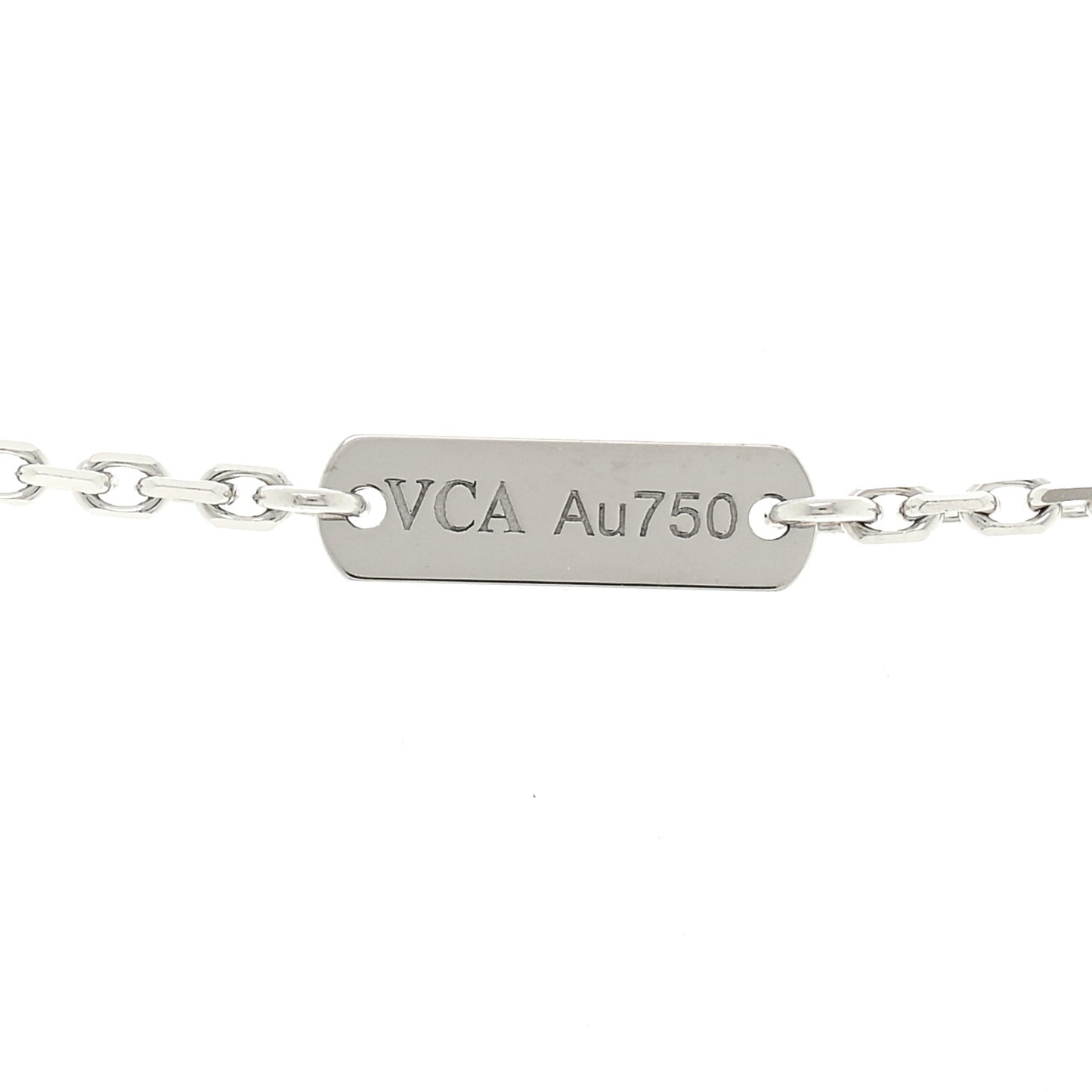 18K White Gold Chalcedony Vintage Alhambra Pendant Necklace