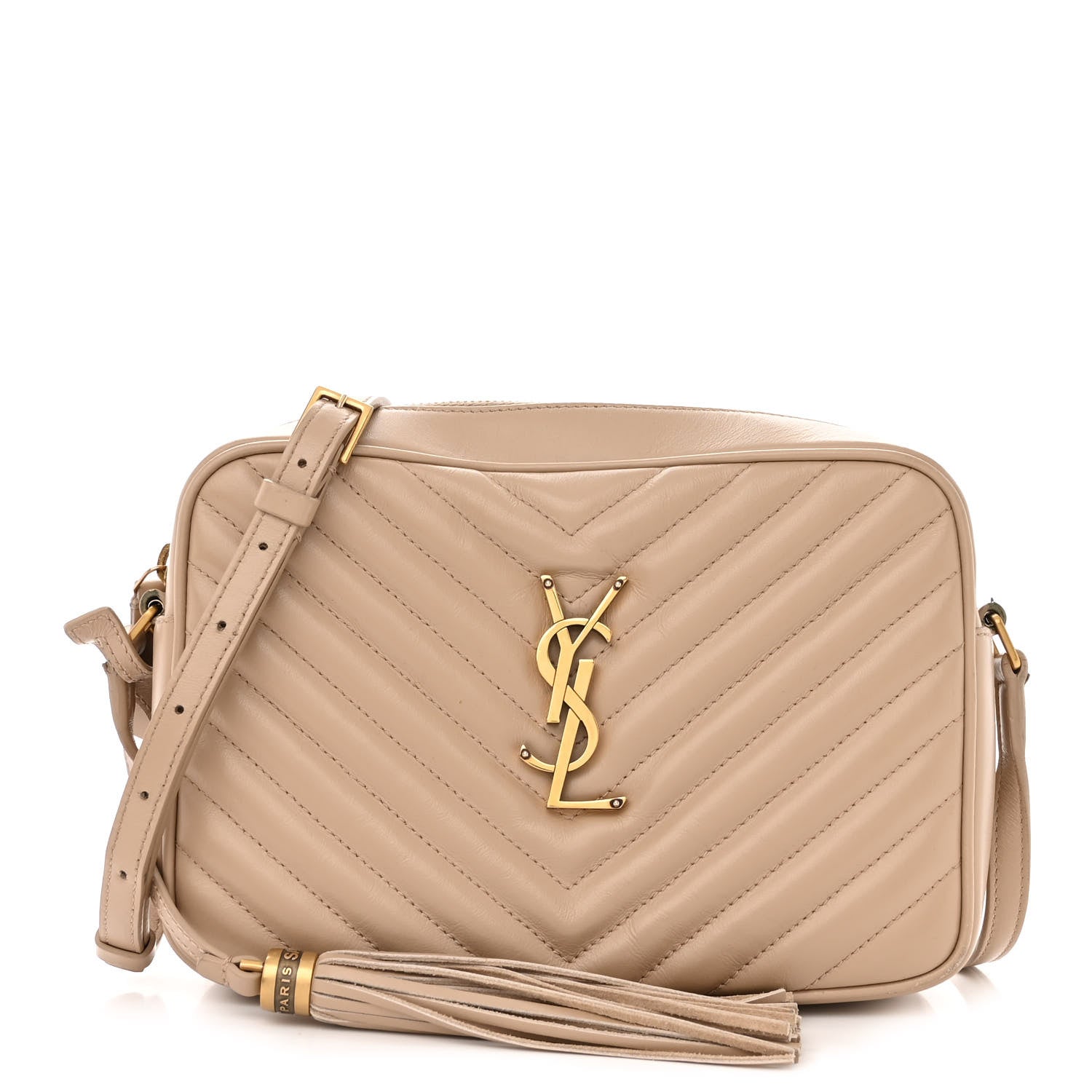 Saint Laurent Calfskin Matelasse Monogram Lou Camera Bag Dark Beige 1 of 17