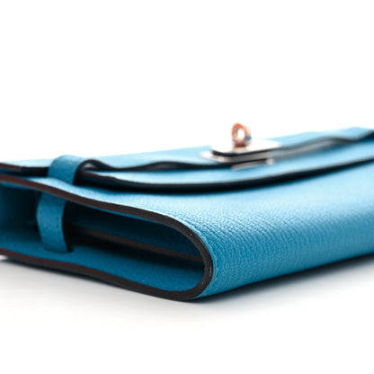 Hermes Chevre Mysore Kelly Wallet To Go Bleu Frida 7 of 9