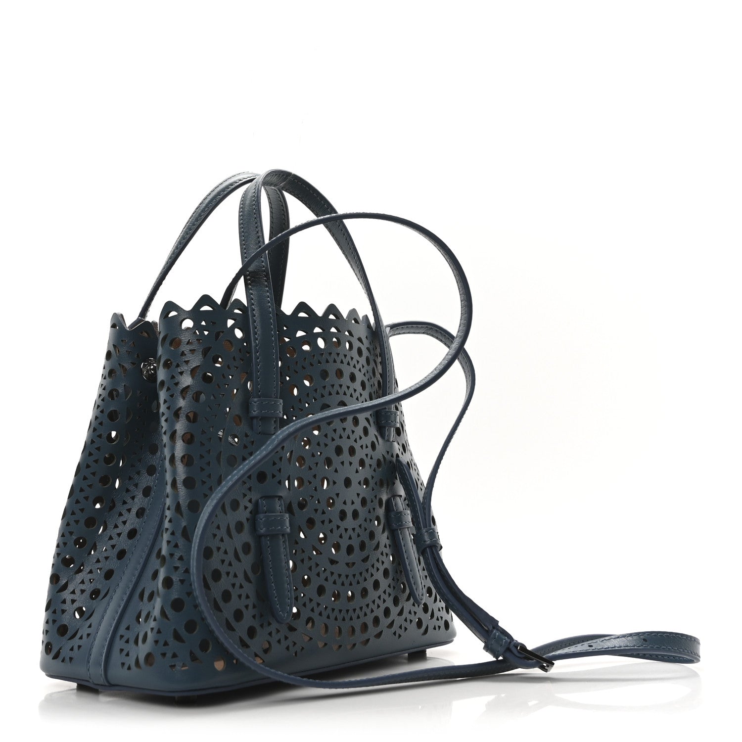 Alaia Lux Calfskin Vienne Wave Mina 20 Bag Bleu Ardois 4 of 10