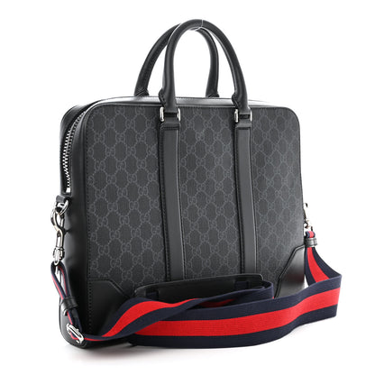 Gucci GG Supreme Monogram Appia Calfskin Web Briefcase Black 3 of 10