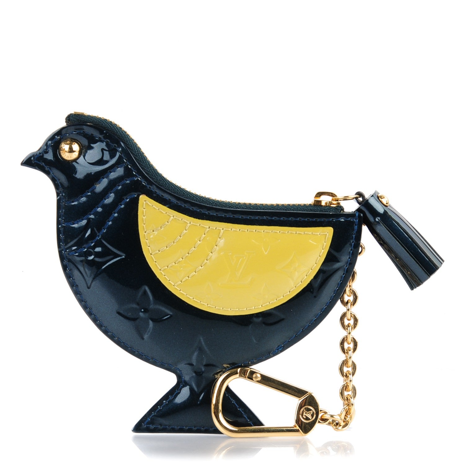 Louis Vuitton Vernis Oiseau Songbird Coin Purse Wallet Blue Nuit 1 of 6