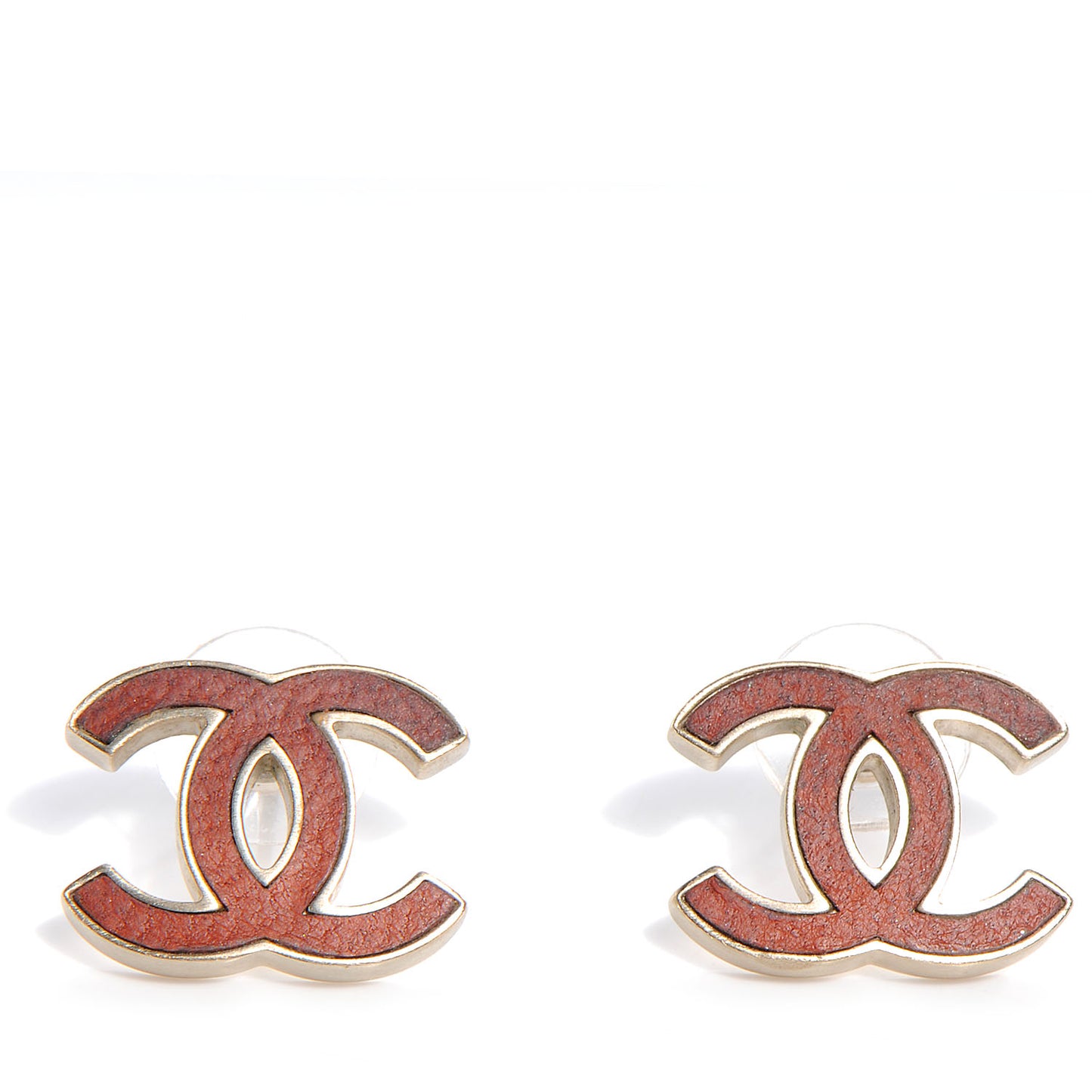 Lambskin CC Earrings Brushed Gold Brique Clair