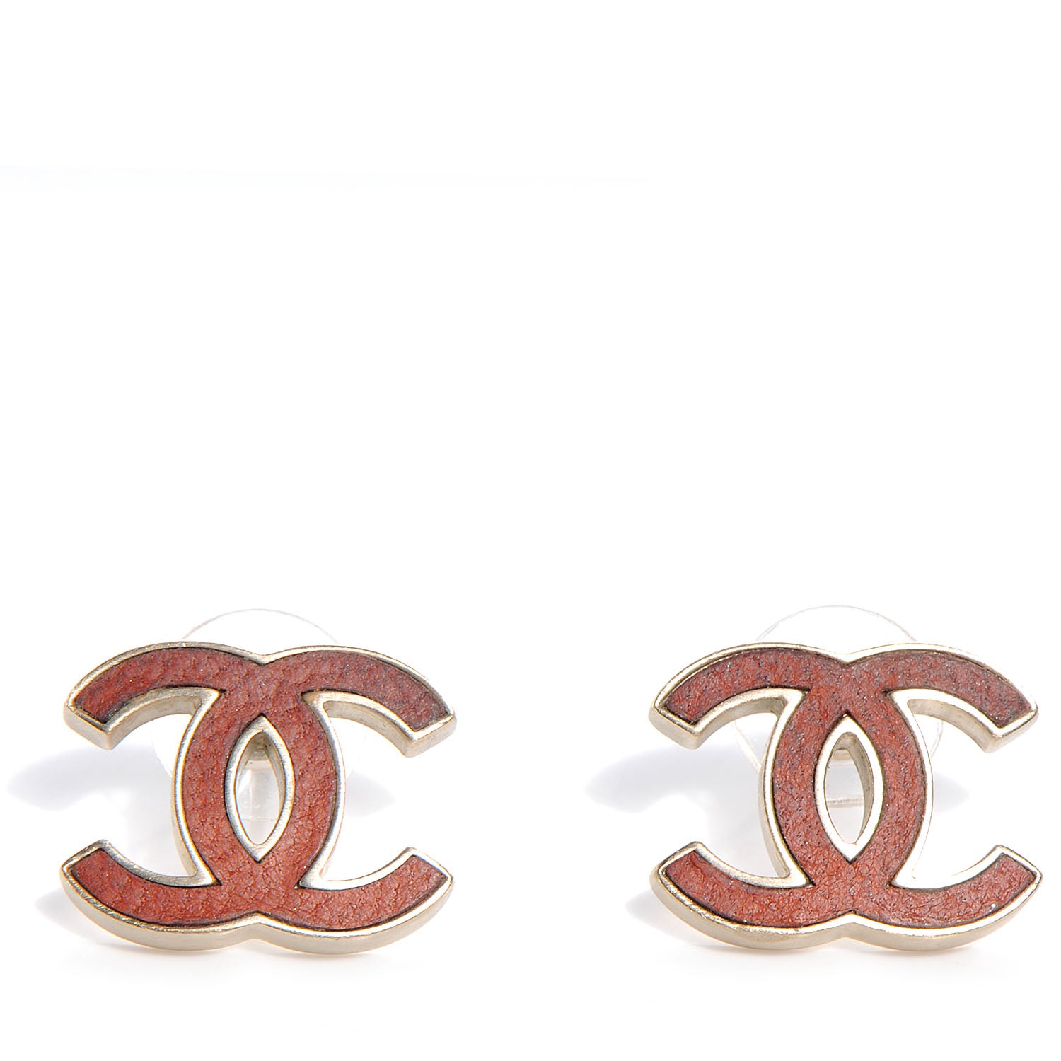 Chanel Lambskin CC Earrings Brushed Gold Brique Clair 1 of 5