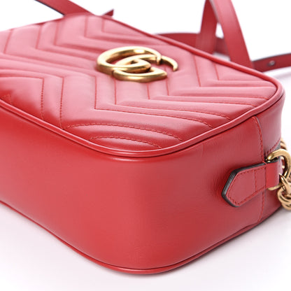 Gucci Calfskin Matelasse Small GG Marmont Chain Shoulder Bag Hibiscus Red 8 of 11