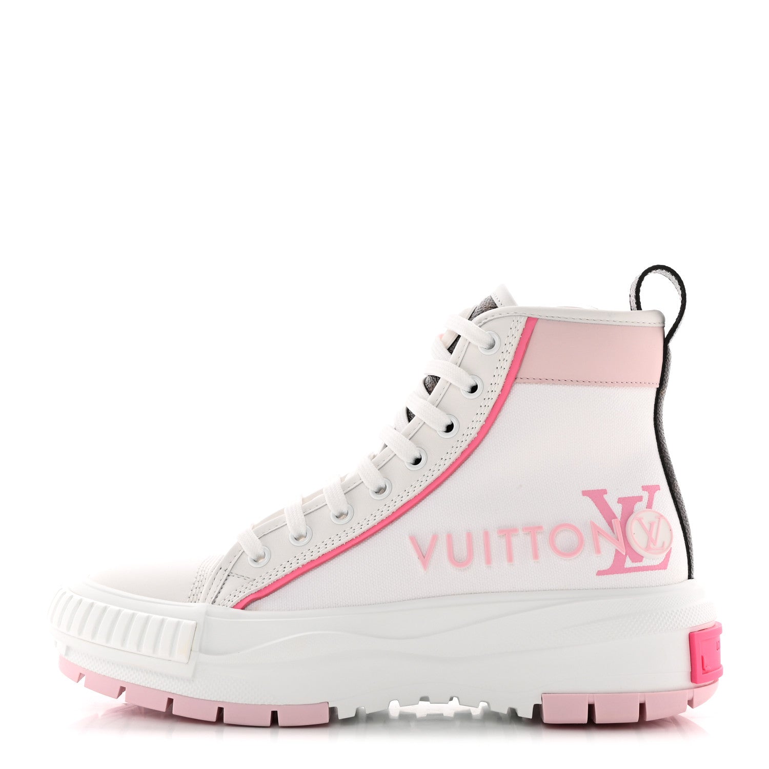 Louis Vuitton Canvas Monogram LV Squad Sneaker Boots 36.5 White Pink 1 of 11