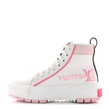 Louis Vuitton Canvas Monogram LV Squad Sneaker Boots 36.5 White Pink 1 of 11