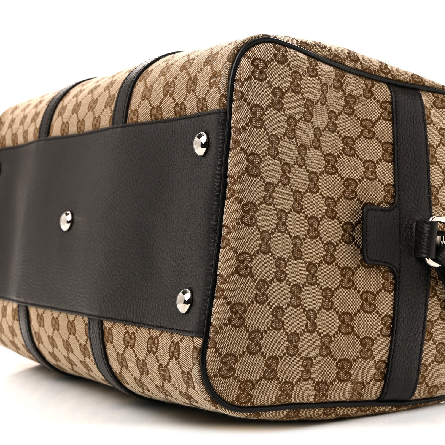 Gucci Monogram Dollar Calfskin Boston Duffle Bag Beige Ebony Testa di Moro Marrone Scuro 9 of 11