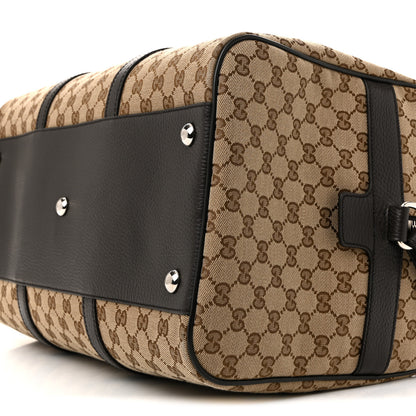 Gucci Monogram Dollar Calfskin Boston Duffle Bag Beige Ebony Testa di Moro Marrone Scuro 9 of 11
